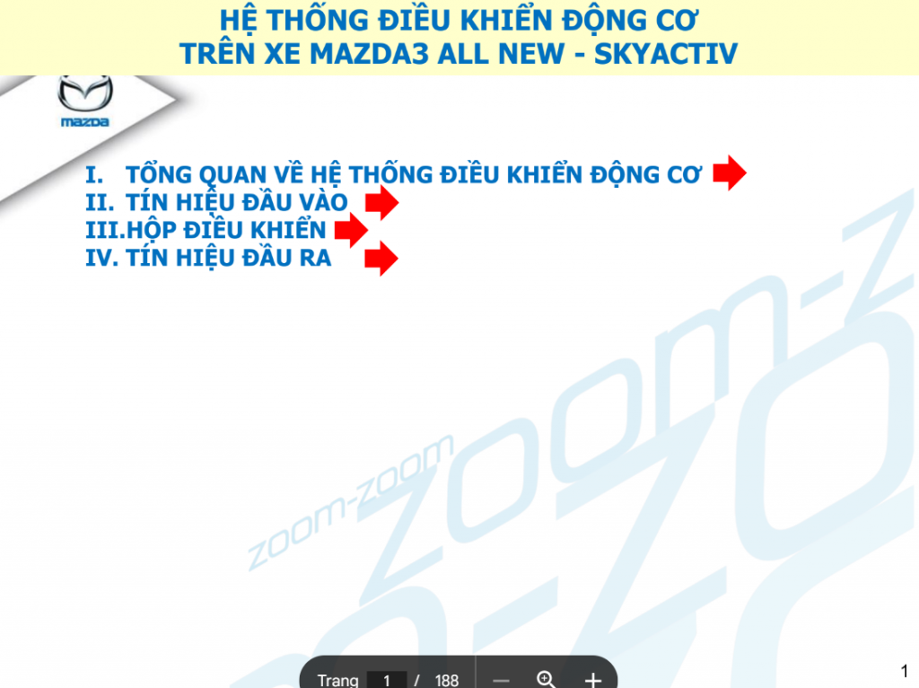 Tài liệu đào tạo hệ thống điều khiển động cơ xe mazda 3